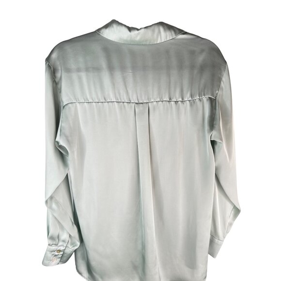 2/$30 ZARA Blouse XS Sage Green Long Sleeve Button-Up Polyester - Picture 12 of 15